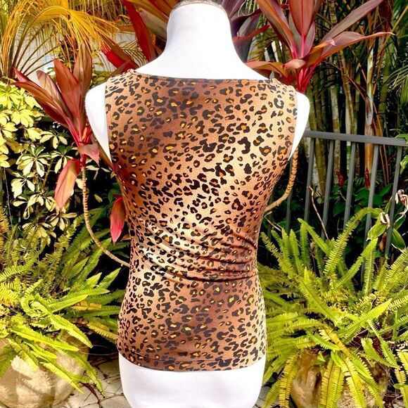 BCBGMaxAzria Twist Front Sleeveless Leopard Blouse - Picture 5 of 7